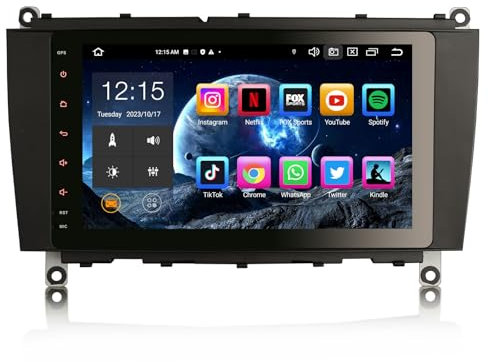 Erisin 8 Pulgadas 8-núcleo 4GB+64GB Android 13 Radio Coche Bluetooth Navegación GPS para Mercedes Benz Clase CLK C209 A209 Soporta CarPlay Android Auto DSP WiFi RDS USB Pantalla IPS OBD2 Canbus