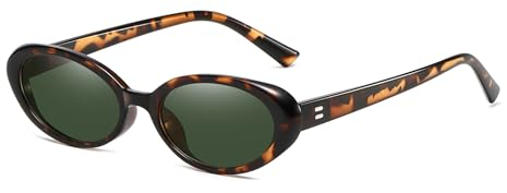 LJCZKA Retro Ovale Sonnenbrille Damen Herren 90er Vintage Stilvolle Kleine Schmal Oval Sonnenbrille UV400