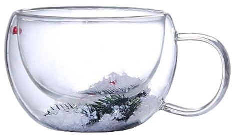 Baoblaze Tasse de Noël Transparente, Verres à Boissons, Latte, Lait, Double Paroi, pour Femmes, Festival