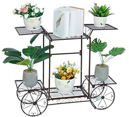 Blumenständer Blumenregal Blumenbank Bodenblumenständer Schmiedeeisen Blumentopfhalter Kreativer Pflanzenständer Wohnzimmer Balkon Pflanzenständer Blumentreppe Pflanzenregal ( Color : R , Size : 68*83
