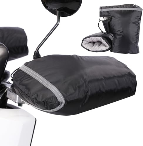 Gants de Moto avec Manche d'hiver épais et Manchon pour Moto, vélo, Scooter, Gants imperméables Chauffants, Guidon de Protection, Gants Chauds