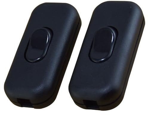 Nihoodering 2 Pcs Black Inline Switch Inline Cord Switch Black Torpedo Switch Lamp Switch Inline for Small Appliance or Lamp Flat Wire Light Bulb Switch