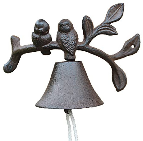 Campanilla antigua, campanilla manual, Decoración de puerta vintage Campana colgante Adornos de pared Jardín Decoración de la pared del hogar Doble pájaro Campana de mano Campanas Tienda Timbre Decora