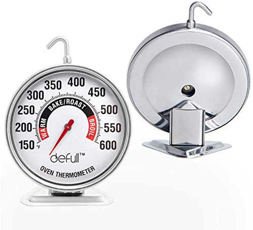Oven Thermometer 150℉-600℉ Large 3 Inch Dial Stainless Steel Oven Grill Thermometer for Gas & Electric Oven,Grill Cooking,Stand or Hang,Accurate Temperature Reading for Meat,Grilling,Cake
