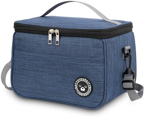 BALIGO Kühltasche 9L, Auslaufsicheres Futter, Lunchbox Tasche Isoliert Faltbar, Lunchbag Tragbar für Arbeit, Reisen, Büro, Picknick (Blau)