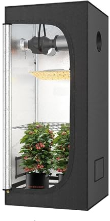 JUNG Growbox Growzelt Indoor 60x60x140cm Premium Mylar 97% reflektierend, Hydroponisches System, Gewächshaus Balkon, Wasserdicht, Herausnehmbarer Boden, stabiles Nylongewebe, Grow Tent