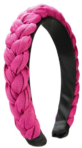 Alpenflüstern Trachten-Flecht-Haarreif Leinen-Optik - Damen Haarschmuck rutschfest, Haarband geflochten fürs Dirndl (in traditionellen Farben) ADV141 ((pink-fuchsia))