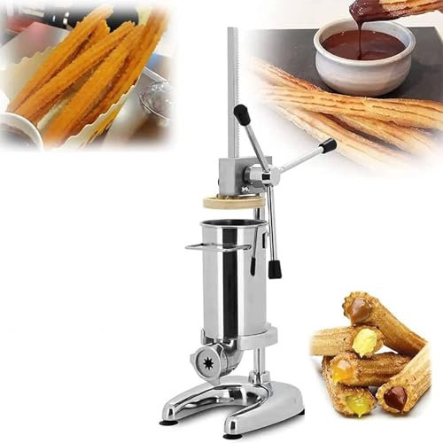 YEHOZZ Manuelle Churro-Maschine, Churros-Füllmaschine, Vertikale Spanische Churros-Maschine, 5 Düsen, Vertikale Spanische Maschine Aus Edelstahl, Churros-Füllmaschine, Snack-Ausrüstung,3L