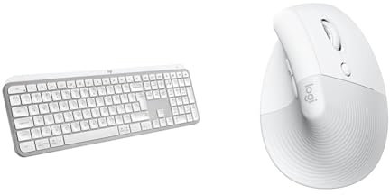 Logitech MX Keys S, Tastiera Wireless, Profilo Basso, Tasti Programmabili, Retroilluminazione & Lift Mouse Ergonomico Verticale, Senza Fili, Ricevitore Bluetooth o Logi Bolt USB