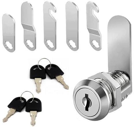 Silver Mailbox Locks - Post Box Cam Locks with 5 Plates & 4 Keys, Rust-Resistant for Business & Home