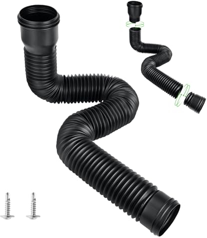 Catch Basin Downpipe Extension Set, Circular Gutter Downspout Connection Set with 155cm Extendable Hose Gutter Downpipe Extension Rain Spout Extender for Cement Floors and Lawns