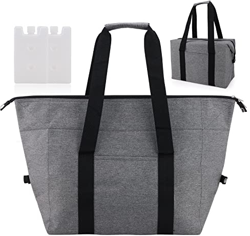MeFfee Bolsa térmica grande de 20 L, bolsa de la compra plegable con 2 neveras, con aislamiento para camping, compras, transporte de alimentos, bolsa aislada para barbacoa, pesca, actividades
