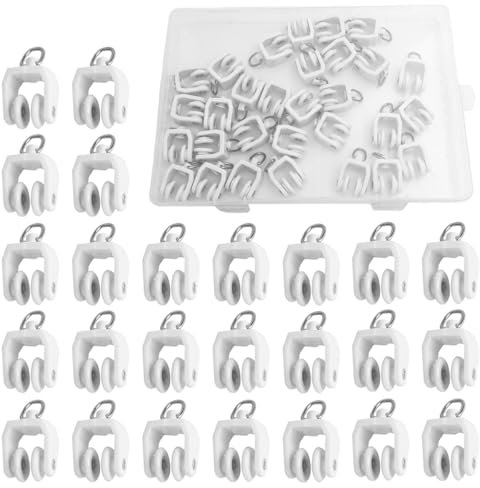 50Pcs Plastic Curtain Track Rollers with Twin Wheeled Curtain Rail Track and Pulley for Windows and Shower Tracks