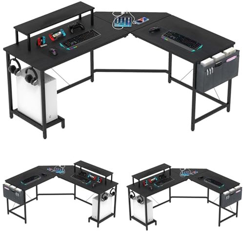 Utlenianie Mesa Gaming,Escritorio Gaming, Mesa Gamer de Fibra de Carbono Ergonómicas,Escritorio Gamer con Gancho para Auriculares,Mesa Ordenador Escritorio con Soporte de visualización (160x80x75cm)