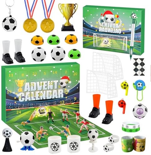 Calendrier de l'Avent Coupe du Monde 2024: Compte à Rebours de 24 Jours avec Jouets de Football - Cadeau de Noël Parfait pour Garçons et Filles