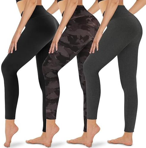Gayhay 3er Pack Leggings Damen High Waist Sportleggins Schwarz Sporthose | Blickdicht Yogahose, Sport Jogginghose Laufhose, Elastische Gym Hose, Yoga Pants