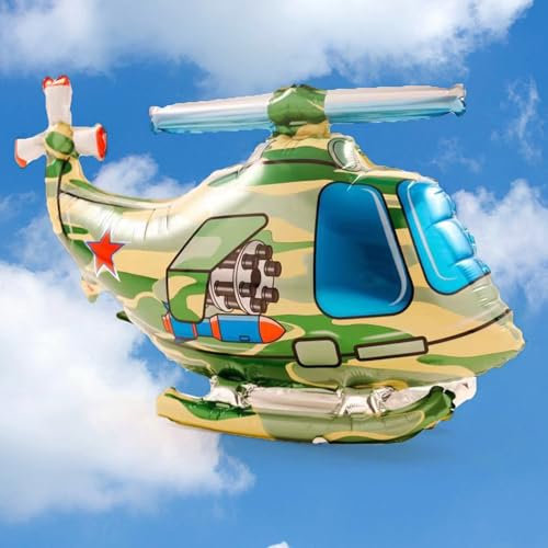KOBOKO Flugzeug Deko Geburtstag Luftballons, 2 Stück Helium Ballon Hubschrauber Geburtstagsdeko Jungen, Flugzeug Aufblasbar Folienballon Geburtstag, Stehend Tarnung Ballon Helikopter Geburtstage Deko