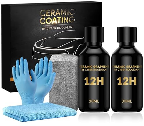 12H Advanced Graphene Ceramic Coating for Cars (30ml x 2) - Car Detailing Kit, Long-Lasting Protection, Ultra High Gloss, Easy Application