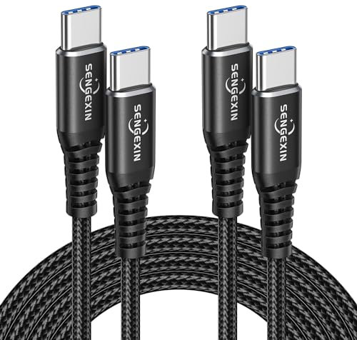 SENGEXIN Cavo USB C USB C [2Pezzi-2M],60W PD Cavo USB Type-C Ricarica Rapida Nylon Intrecciato Cavo Type C per 16/15 Pro Max,16/15 Pro,Galaxy S24 S23 S22 S21 S20 S10 Note 20,Huawei,Oneplus