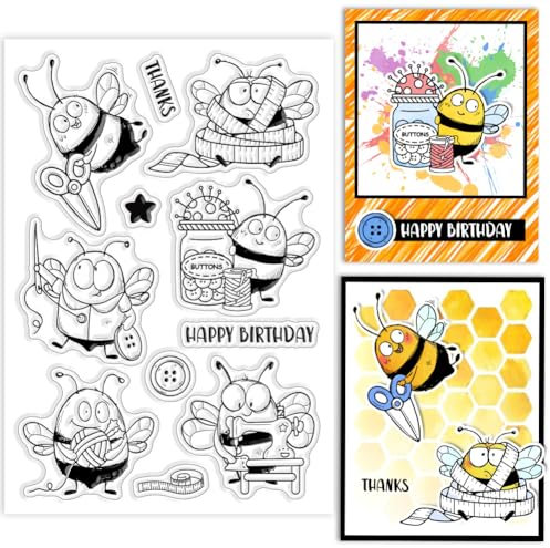 GLOBLELAND Transparente Stempel Mit Bienenmotiv Zum Nähen von Knöpfen Silikonstempel Siegel Mit Cartoon Tieren Transparente Stempel Für DIY Scrapbooking Karten Zum Erstellen von Fotoalben