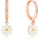 Cangall Silver & Rose Gold Hoop Earrings with Daisy Dangling, Hypoallergenic Minimalist Cartilage Flower Sleeper Earrings