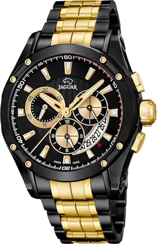 JAGUAR Swiss Made Herrenuhr Edelstahl 316L Schwarz - Chronograph Quarz, Datum, Saphirglas - Wasserdicht 10 ATM - J1038/1 Special Edition