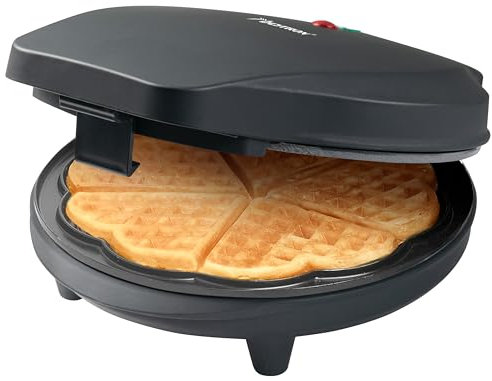 Bestron Gaufrier pour gaufres classiques en forme de cœur, Gaufrier avec revêtement anti-adhésif pour gaufres en forme de cœur, Black Label Collection, 700 Watts, Couleur: Noir mat