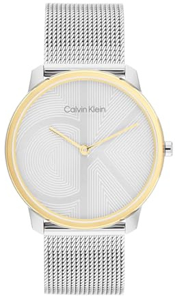 Calvin Klein Zwei-Zeiger-Quarzwerk-Uhr für Damen Kollektion CK Iconic mit Silbernes Edelstahl-Mesh-Gliederarmband - 25300014