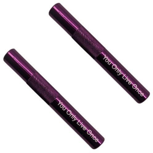 Pack of 2 Reusable Metal Drinking Shot Snorter Straw Fun Party Game Accessory Aluminium Portable - You Only Live Once - Logo Design in Purple Colour Giditrus