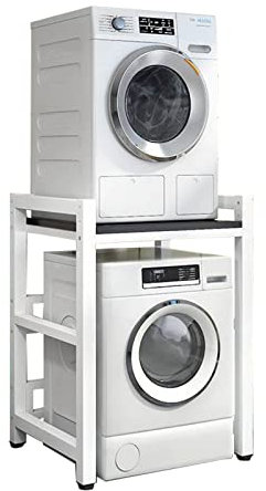 Support de sèche-linge réglable avec capacité de charge de 400 kg, kit d'empilage portable pour machine à laver et sèche-linge avec unité de rangement pour machine à laver