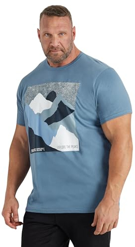 BadRhino Big & Tall Light Abstract Mountain Print T-Shirt - Men's - Plus Size Curve Blue