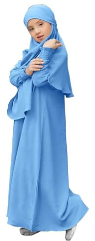 Chanpning Gebetskleidung für Kinder, Mädchen Muslim Kleider, Lange Ärmel Abaya Mit Hijab, Islam Kleidung Frauen, Damen Muslimische Kleid Set, Gebetskleid Jilbab Khimar Ramadan