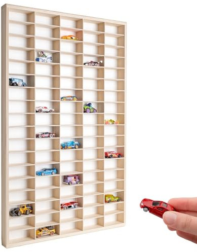 Creative Deco Setzkasten Holz Sammlervitrine für Autos - 90 verstellbare Fächer | Vertikales Wandregal für Miniaturen | Schaukasten Vitrine Hängend Sammelbox Sammelvitrine 78,8 x 50 x 4,5 cm