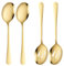 4Pcs Gold Cooking Spoons, Serving Spoon, Cooking Utensils, Stainless Steel Kitchen Utensils for Buffet Dishwasher Safe for Party, Banquet, Kitchen