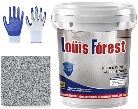 Yuhaidzsw Louis Forest Epoxid-Bodenfarbe, Epoxid-Bodenfarbe, Epoxid-Farbsand, selbstnivellierende Beschichtung, Hochglanz-Marmor-Effekt, Epoxidbodenbeschichtung (Grau-B, 1 Liter)