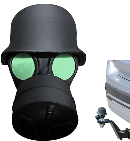 Skeadex Anhängerkupplung Abdeckung Lustig, Gasmaske Helm Abdeckkappe Anhängerkupplung, Staubdicht & Wasserdicht Abdeckung Anhängerkupplung Schutzkappe für 50 mm Kugelkopf (C)