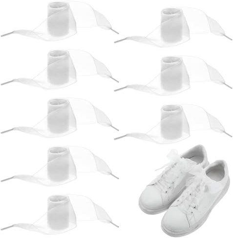 HJZHII 4 paia di lacci per scarpe a nastro, 120 cm di filato di neve, lacci per scarpe da ginnastica piatti e morbidi in raso per donna (bianco)