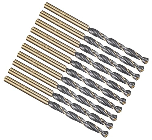 PATIKIL 4.5mm Drill Bit 4341 High-Speed Steel 118° for Thin Metal 10 Pack | Jobber Straight Shank 118° Black and Gold Finish for Medium-hard Metal Steel Acrylic