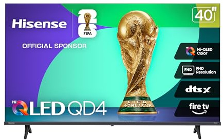 Hisense Téléviseur Intelligent Fire TV Classe QD4 série QLED FHD de 40 Pouces (40QD4QF, modèle 2025) - Couleur Quantum Dot, DTS Virtual : X, Alexa intégrée, Lunette Mince