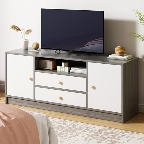 Moderner TV-Konsolentisch, 120 cm, Holz, Unterhaltungseinheit mit Schubladen und offenen Regalen, stilvoller TV-Ständer für Wohnzimmer und Schlafzimmer, vielseitige Media-Center-Möbel
