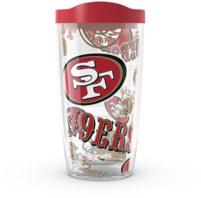 Tervis NFL® San Francisco 49ers - All Over Made in USA Double Walled Insulated Tumbler Travel Cup Keeps Drinks Cold & Hot, 16OZ,