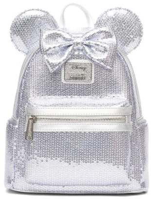 Loungefly Disney Minnie Mouse Platinum Sequin Womens Backpack