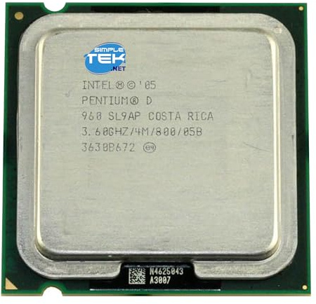 SIMPLETEK - Dual-core processor 3.60 GHz for LGA 775 socket — 4 MB L2 cache, TDP 130 W, model SL9AP (Refurbished)