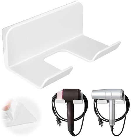 DoocliB Soporte Secador de Pelo, Soporte para Secador De Pelo Sin Taladrar | Soporte De Pared Con Para Secador Universal para Baño, Dormitorio, Peluquería, Hotel