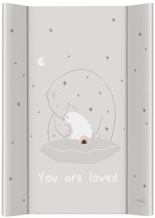 CEBA BABY Harte Wickelauflage 50x70 cm – Wickelbrett mit Klettbefestigung, Basic, sicher & stabil (Polar Bears)