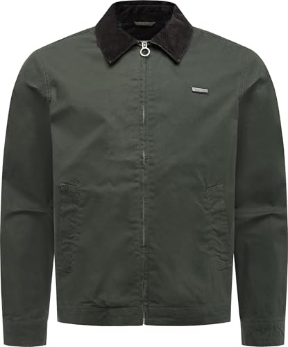 Ragwear Herren leichte beschichtete Übergangsjacke kurze wasserabweisende Jacke mit Hemdkragen und verstellbarem Saum und Ärmelenden Hertan Vintage S-XXL