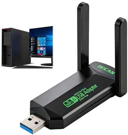 1300Mbps USB WiFi Dongle, WiFi Adapter USB 3.0 with Dual 5dBi Antenna 5GHz 2.4GHz High Gain for PC AC1300 Wireless Network Compatible with Windows 11/10/8/7/Vista/XP Easy Setup Supports Soft AP Mode