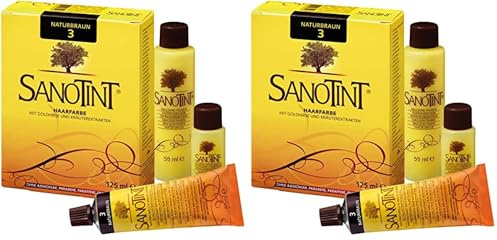 Sanotint - Haarfarbe Classic Nr. 03 „Naturbraun“ - Naturnahe dauerhafte Haarfarbe mit Goldhirse und wertvollen pflanzlichen Extrakten – 100% Grauabdeckung – vegan - 125 ml (Packung mit 2)