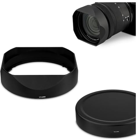 Camera Parts, Pare-Soleil carré en métal, Compatible avec l'objectif Panasonic LUMIX S 20-60mm F3.5-5.6 avec Kit de Capuchon, Abat-Jour à baïonnette S-R2060,Renewal Accessories