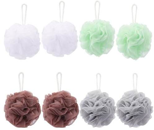 Lot de 8 éponges de bain en maille pour le corps en loofah